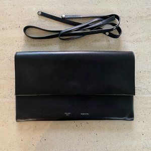 RARE Céline 2017 Black Folded Clutch with Removable Strap | Pheobe Philo Era